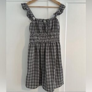 WAYF Gingham Checkered Smocked Waist Dress